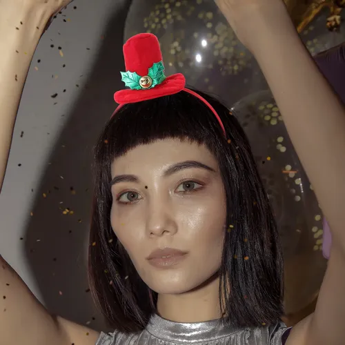 Aros De Pelo Mini Sombrero Rojo Xmas 4 Piezas