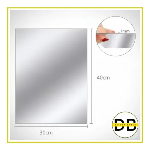 Pack X10 Lámina Espejo Acrílico 30 X40 Adhesiva Rectangular