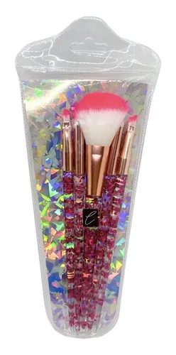 Set X5 Brochas Glitter Para Maquillaje Varios Colores Caoba