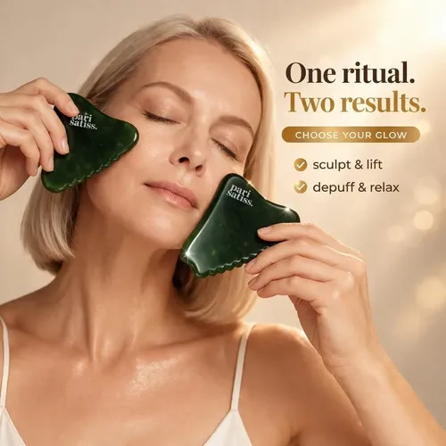Gua Sha Jade Verde Para Rostro Cuello Y Mandíbula