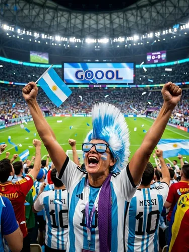 Peluca Del Mundial Adaptable Celeste Y Blana Argentina