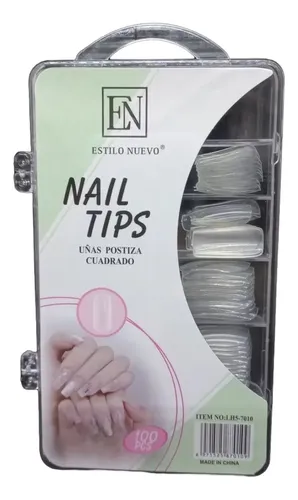 Nail Tips Uñas Postiza Cuadrado Estilo X100 Color Cristal Cuadrada