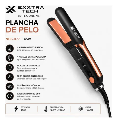 Planchita De Pelo Exxtra Tech Cerámica Con Turmalina 220c