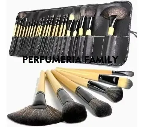 Set De 24 Brochas Y Pinceles De Maquillaje Profesional +estuche De Cuero Ecologico – Excelente Calidad