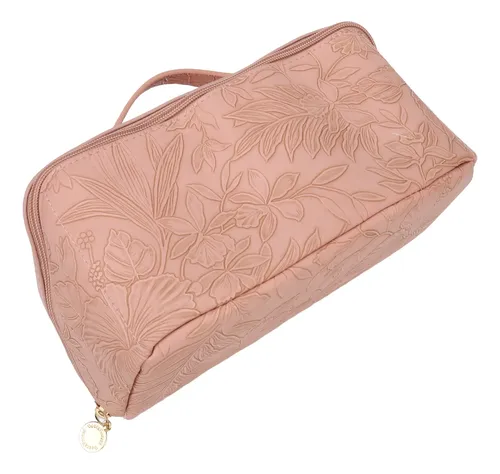 Bolsa De Maquillaje Para Cosméticos, Piel Sintética, Apertur