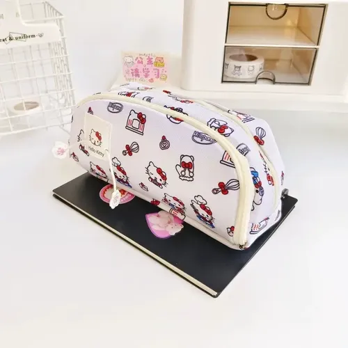 Kj Neceser De Maquillaje De Gran Capacidad Hello Kitty Blanco Hello Kitty All-over Print With Red Bows
