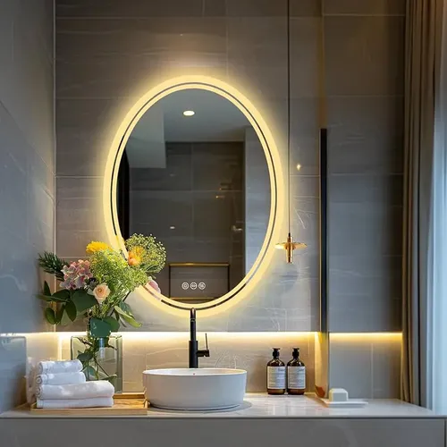 Espejo Digital Led Ovalado Touch Inteligente Baño