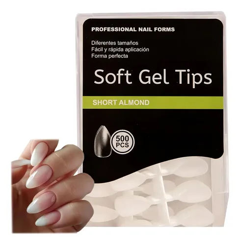 500 Uñas Soft Gel Almendra Corta Mate Cómodo Uso Diario