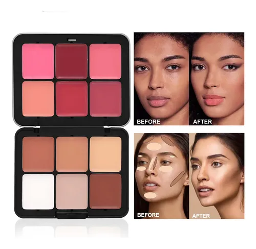 Paleta Rubor 12 Tonos Crema Multifunción – Iluminador Y *^ Crema