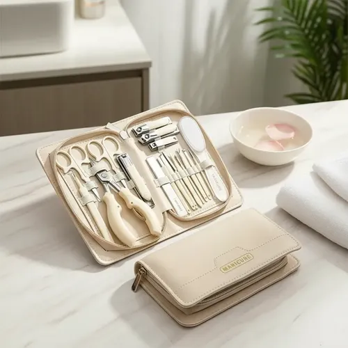 Kit Manicuría Y Pedicuría Profesional 18 Piezas Estuche Cuer