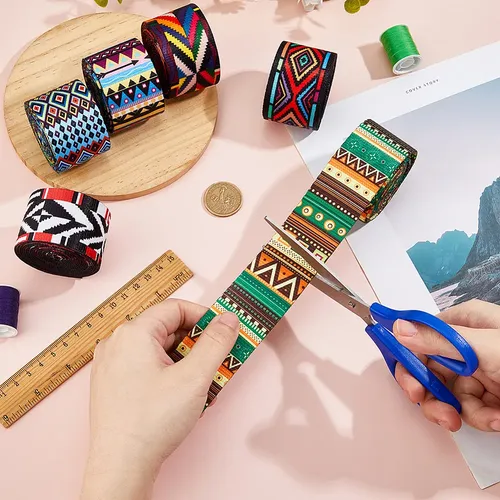 Set 6 Cintas De Poliéster De 6 Colores Diferentes Color Mixto Aztec/tribal Geometric