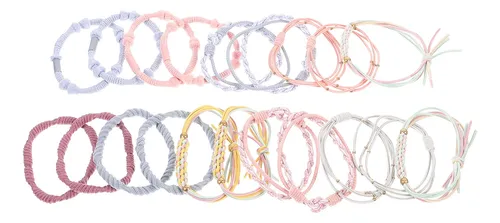 20 Piezas De Ligas Para Cabello Mujer Accesorios Bohemios Co Assorted Pastel Trenzado