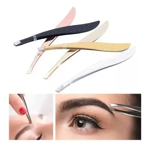 12 Pinzas Cejas For Depilar Delinear Metálico Belleza Acero
