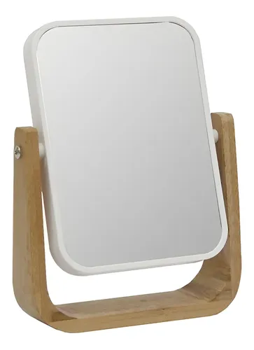 Espejo Tocador Doble Faz VGO Rectangular Base Madera Color Blanco EP16937