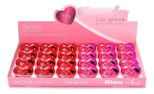 Brillo Labial Corazon Rojo Rosa Lip Gloss Glow Vibes 2 Tonos