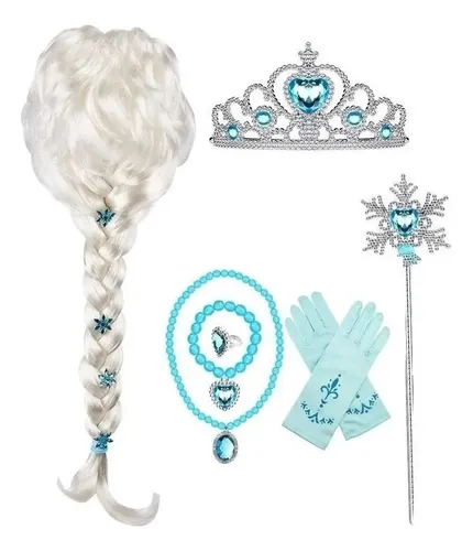 Peluca Elsa Frozen Para Cosplay Niña Disfraz Juego 7qwq