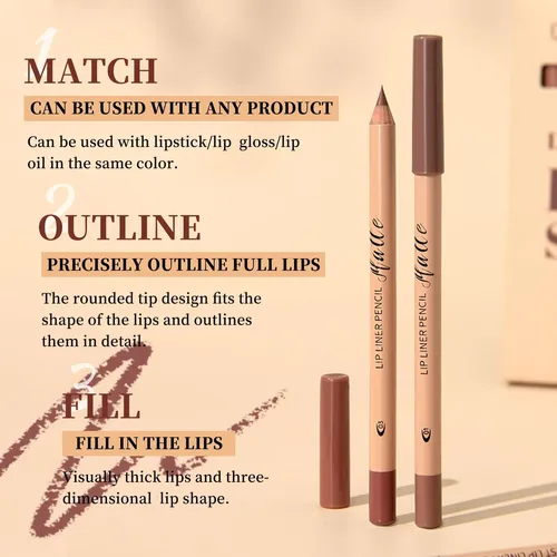 Aseawave Set 12 Lápices Delineadores Labiales Marrones