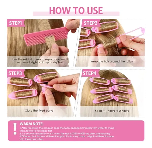 Rulos De Espuma Flexibles Para Pelo Rosa 43 Piezas