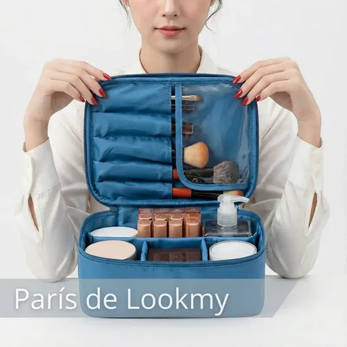 Neceser De Viaje Cosméticos maquillaje con divisiones Lookmy | Organizador maquillaje | Portacosmético Bolso Baño | Necessaire Lavable E Impermeable Para Valija Y Cartera Mujer | Neceser Valija Regalo