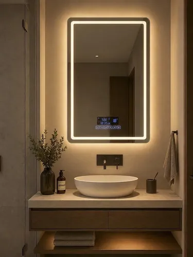 Espejo 60×80 Luz Led Reloj Bluetooth Con Audio Desempañante