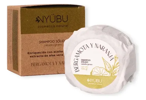 Shampoo Sólido Nyübu – Cabello Graso: Bergamota + Naranja – 100 gr