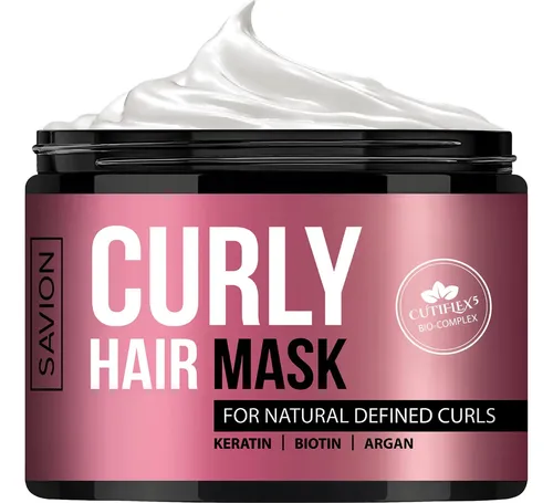 Mascarilla Capilar Savion, Cabello Rizado, Queratina, Biotin