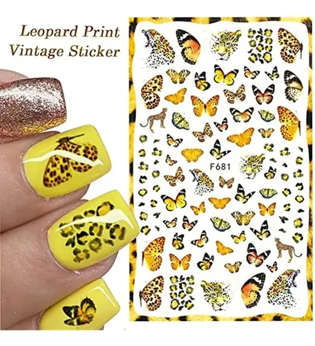 8hojas Mariposa Arte De Uñas Pegatinas Para Uñas De Acrílico