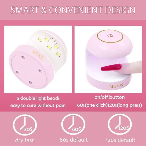 Lámpara Uv Led Para Uñas Mekk 18w Mini Portátil Rosa