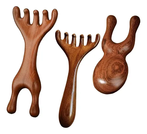 3 Peines De Masaje De Madera De Sándalo, Masajeador
