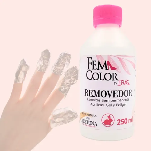 Removedor Acetona Esmalte Uv Acrilico Gel  Femcolor 250 Ml