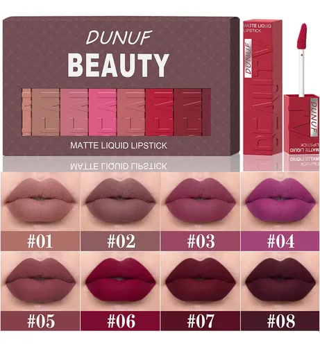 Set 8 Labiales Líquidos Mate Larga Duración Dunuf