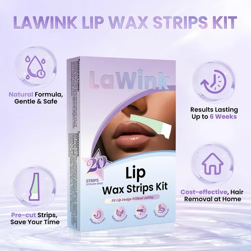 Láminas De Cera Para Labios Lawink, 20 Tiras Y 4 Toallitas D