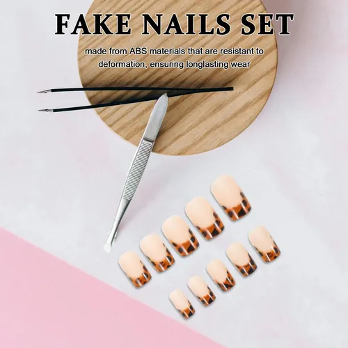 24 Uds. De Uñas Postizas Diseño Leopardo – Reutilizables