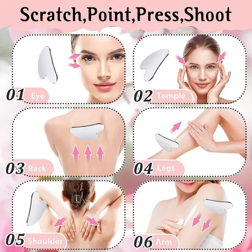 Set De Gua Sha Y Rodillo Facial De Acero Inoxidable Aajp
