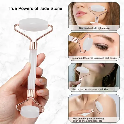 Rodillo Facial Y Gua Sha Xyzbstar Jade Blanco