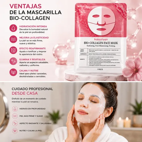 Pack X6 Mascarillas Faciales Colageno Skincare Hidratacion