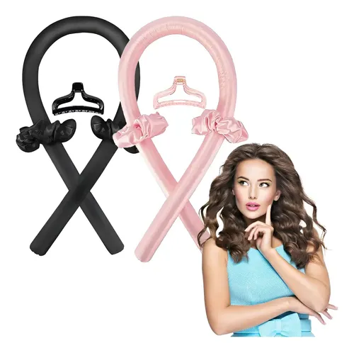 2 Curly Ondas En Cabello Rizos Sin Calor Tubo + 4