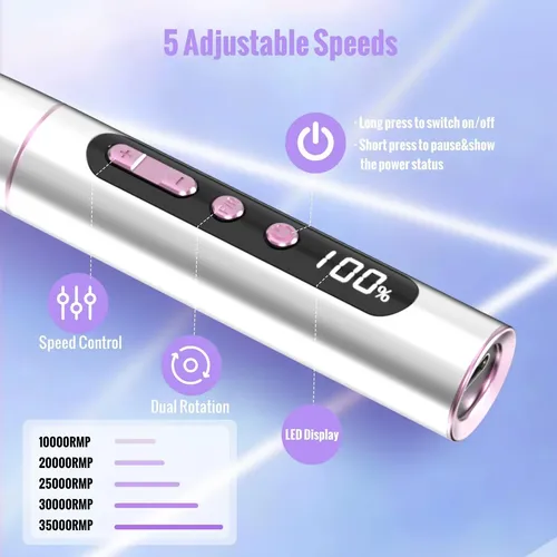 Taladro De Uñas Eléctrico Inalámbrico, Kit De Lima De Uñas