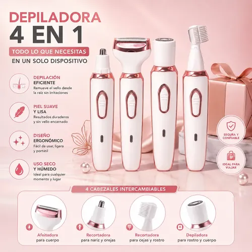 Depiladora Eléctrica Portátil Usb 4 En 1 Facial Corporal