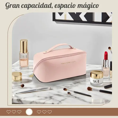 Set 2 Neceseres Organizadores De Maquillaje Viaje Grande Negro Liso