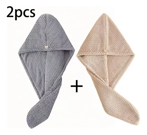 Pack 2 Turbantes Toalla Microfibra Secado Rápido Mujer Multicolor Lisa