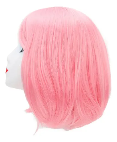 2026 Peluca Rosa Corta Bob, Hermosa Peluca Recta Bob Con