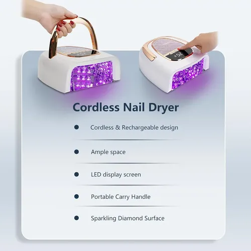Lámpara Uñas Profesional Uv/led Recargable 96w Metal