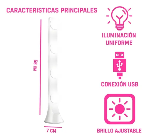 Luz Led Tocador Foco Espejo Maquillaje Make Up Portatil Usb