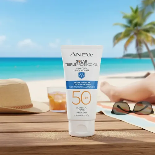 Protector Solar Anew Fps50 Acabado Mate 40g A Hialuronico