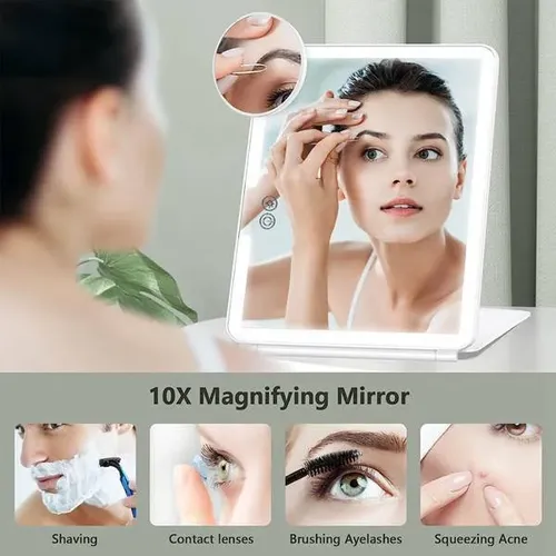 Espejo De Maquillaje Abatible Con Luz De Relleno Tricolor Us