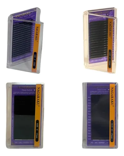 Kit Nagaraku Extensiones De Pestañas Clásicas 0.15 Curva C Largos 12 Al 15 Mm