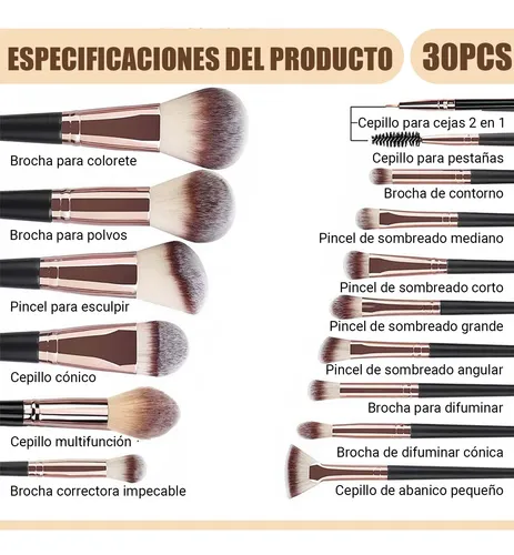 Set De 30 Brochas De Maquillaje M-mag5810hy-2-0128 Negrocafe