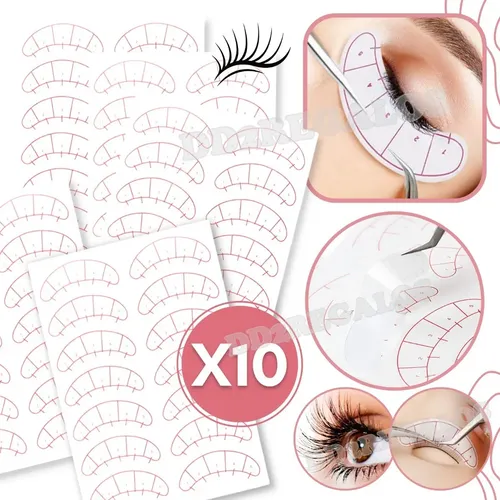 Pack X10 Planchas Parches Adhesivos Extensión De Pestañas