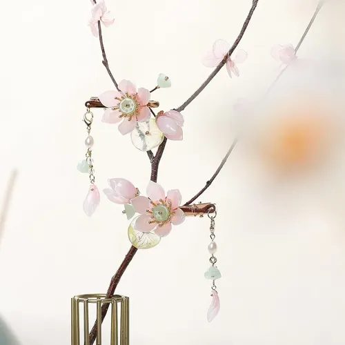 Prendedores Florales Rosa Hechos A Mano Para Pelo